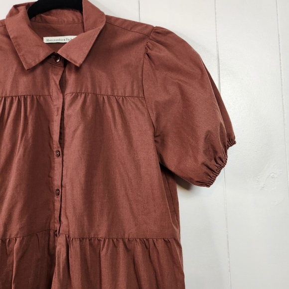 Abercrombie Fitch Poplin Trapeze Shirt Dress Paprika Red Women’s Size XS Summer - Picture 8 of 15